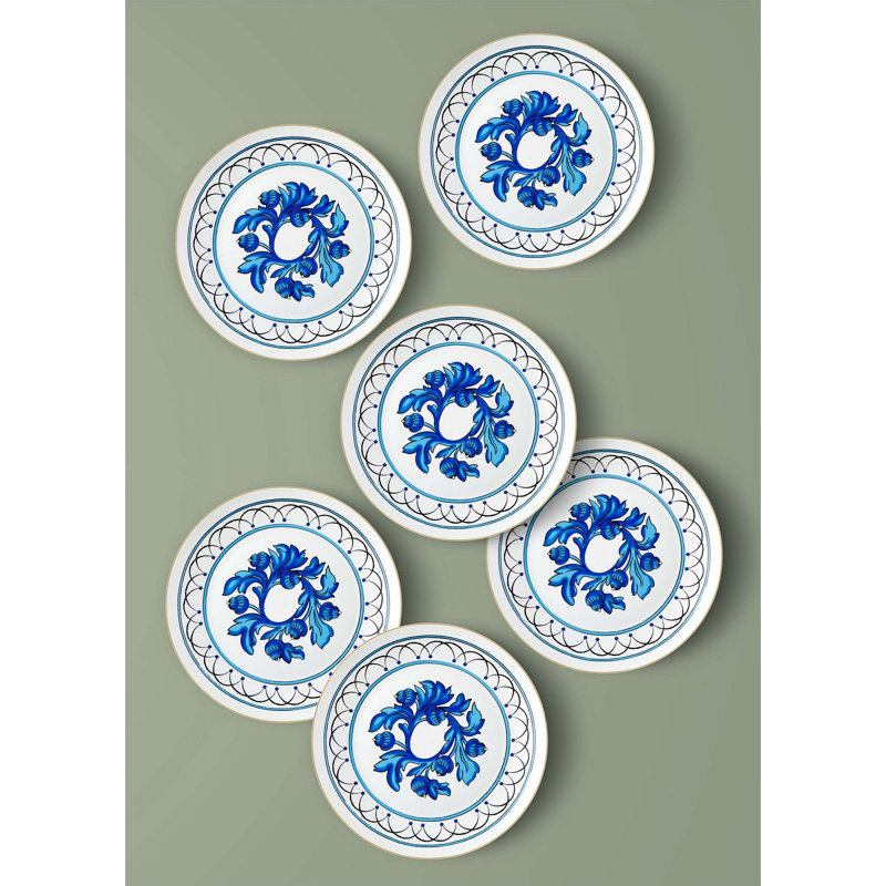 Ensemble de grandes assiettes élégantes (6 pièces), 100% porcelaine, 10,6 x 10,6 x 0,8 pouces | Va au lave-vaisselle, parfait pour les réceptions et l'utilisation quotidienne | Conception durable et élégante pour toutes les occasions