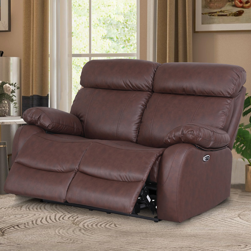  Edder 60.5"W Power Reclining Sofa With USB Ports & Deep Seat, Brown