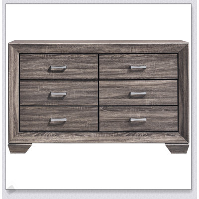 Commode 6 tiroirs Harrison en taupe délavé avec design Mid-Century moderne et beaucoup de rangement pour la vie organisée