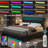 Modern Upholstered Platform Bed With 4 Storage Drawers and Led Lights, Metal Bed Frame with  Adjustable Headboard, Easy to Assembly, No Box Spring Needed,-979738779-979738769