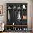 Farmhouse Wide Hall Tree With 8 Hooks, Bench And Open Compartments-1958582499