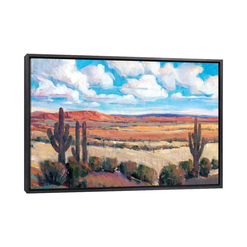 «Desert Heat I» par Tim Ottoole - reproduction d'art, Aucun mat, H 26 po x l 40 po x 1,5 po, Toile avec cadre noir patiné