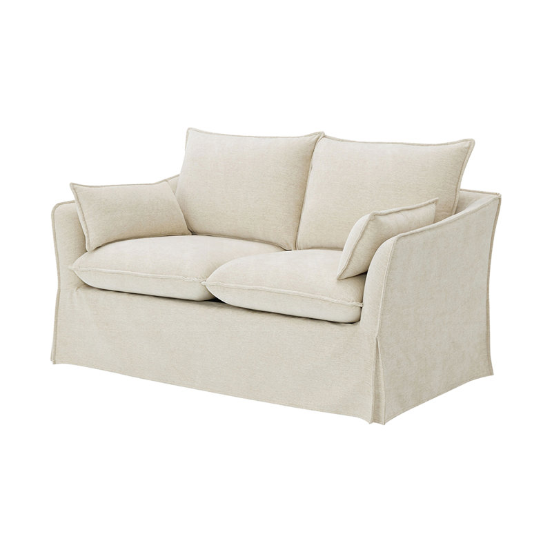 Canapé deux places de 148 cm de large avec 2 coussins, lin beige
