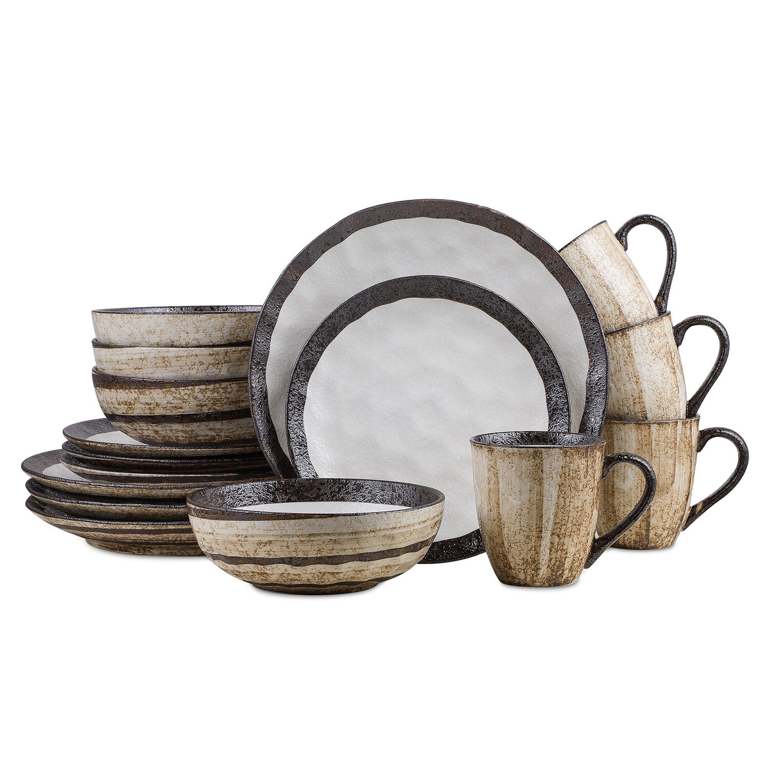 Stone + Lain Tom Stoneware Grey and Blue Dinnerware Set | 16-Piece 4