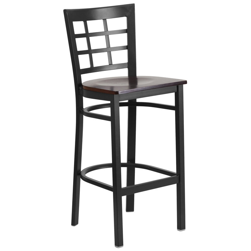 Tabouret de restaurant en métal Prompton, Noyer, 1