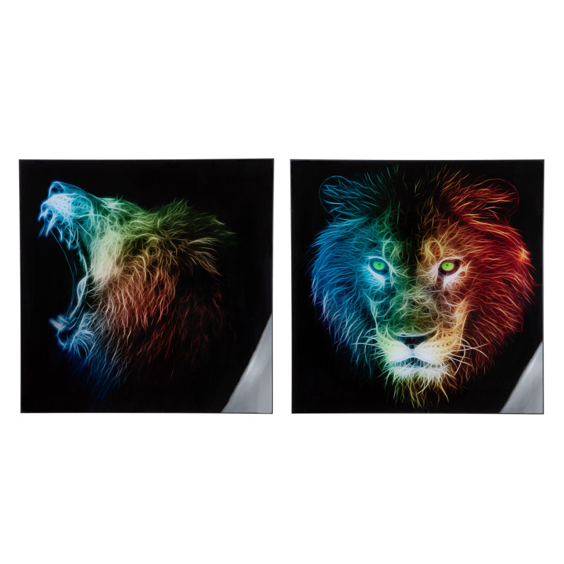 Colorful Lion - 2 Piece No Frame Print on Plastic / Acrylic