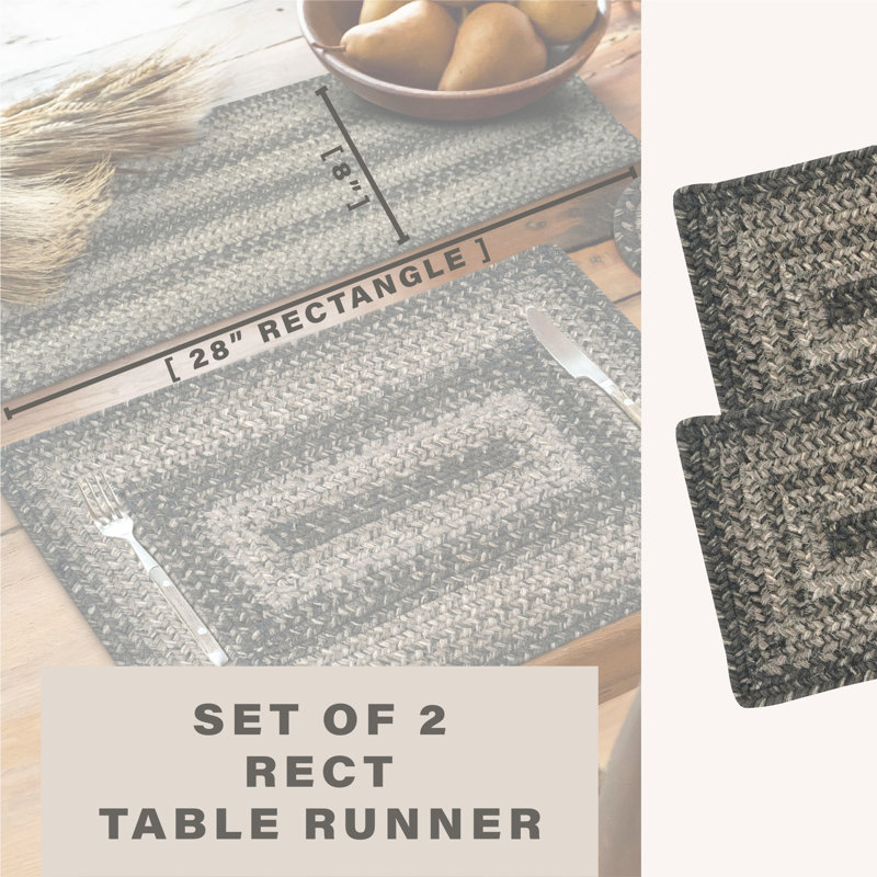 Premium Jute Braided Indoor Table Runners - Set of 2, Size 8"x28", Runner 0'8" x 2'4", Flint Hill
