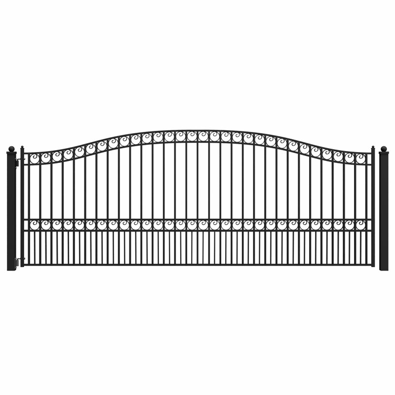 Paris Style Black Steel Arched Driveway Gate 16 x 6 Feet