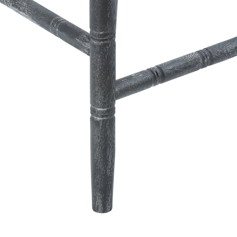 Hampton Upholstered Stool with Solid Wood Frame, Gray