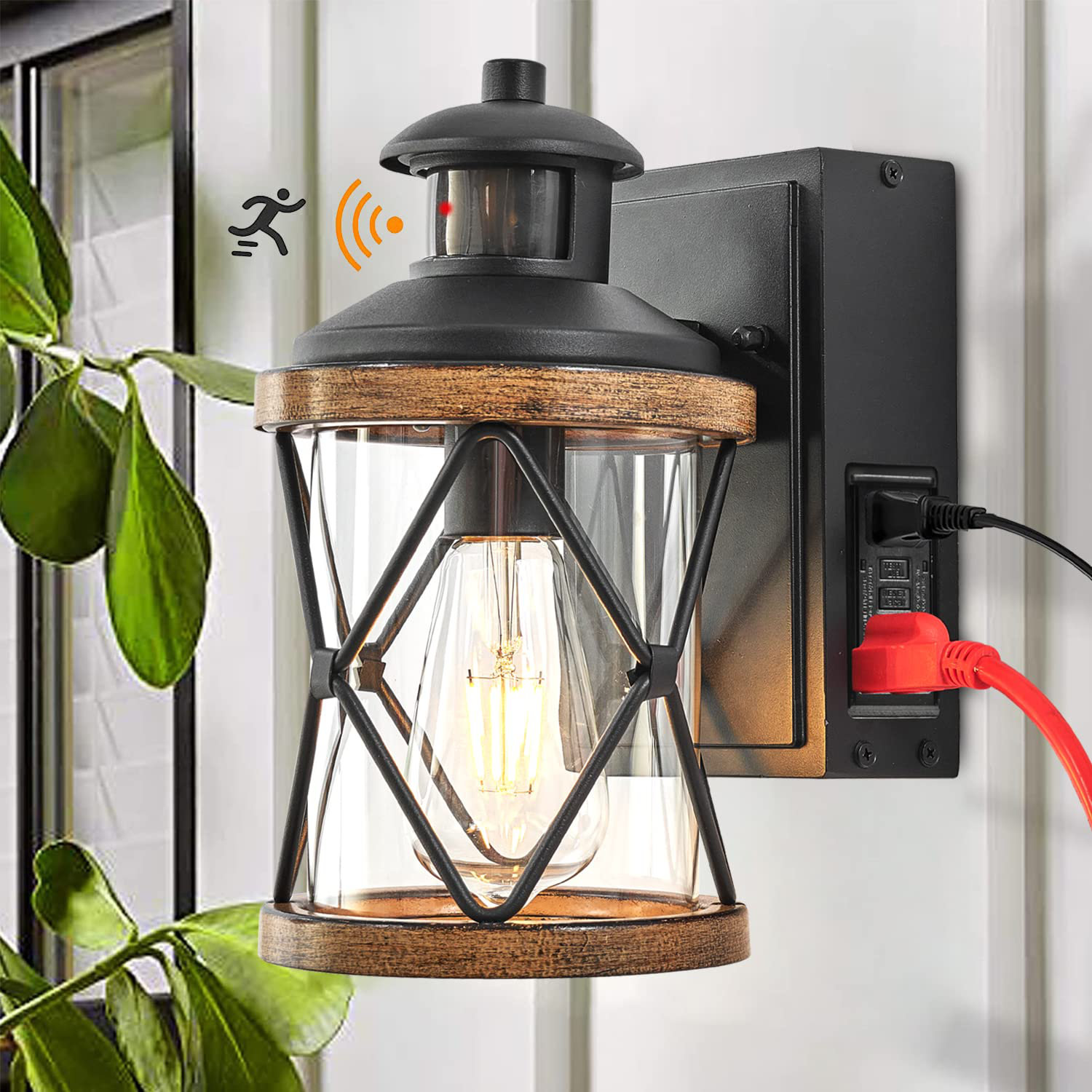 Outdoor Porch outlet Light with Dusk to Dawn