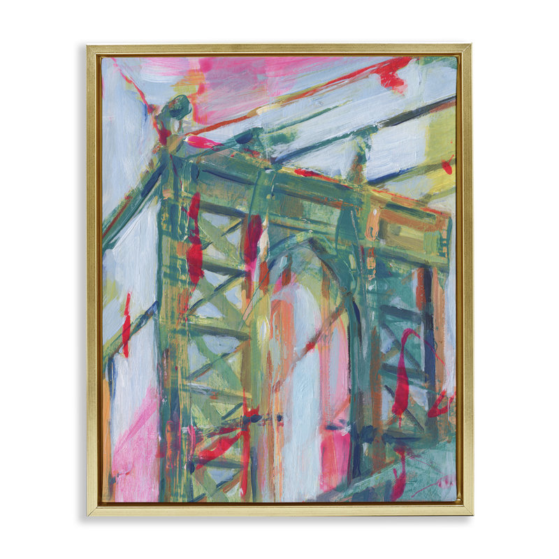  «Bridge Arch Abstraction», art mural encadré flottant par Ethan Harper, H 21 po x l 17 po, Cadre flottant métallique doré