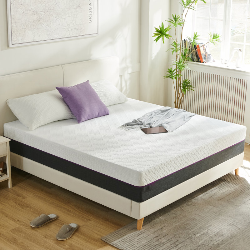 Alwyn Home 10 Inch Blue Medium Firm Gel Memory Foam Mattress With Removable Cover & Fiberglass Free For No-Noise Deeply Safe Sleep