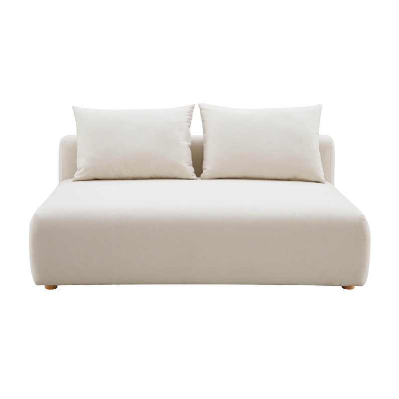 Hangover Cream Linen Modular Loveseat with Cushions