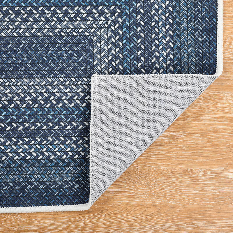 Machine Washable Kitchen Mat with Non-Slip Backing (Set of 3), Blue