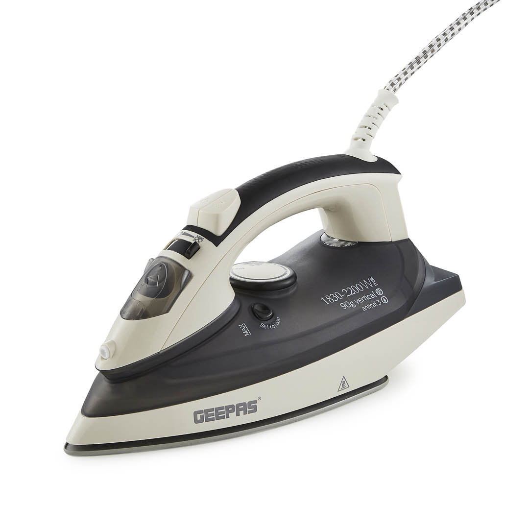 GEEPAS Steam Iron | Clothes Dry & Steam Press | 45s Fast Heat-Up, Vertical Steaming | Ceramic Soleplate & Adjustable Temperature | 320ml Water Tank wi