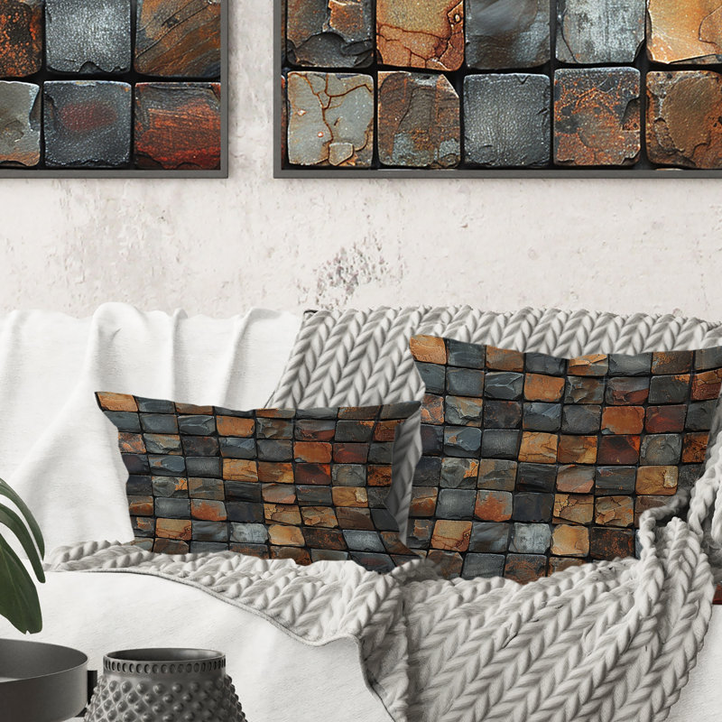 Carreaux de mosaïque brun IV - coussin lombaire moderne