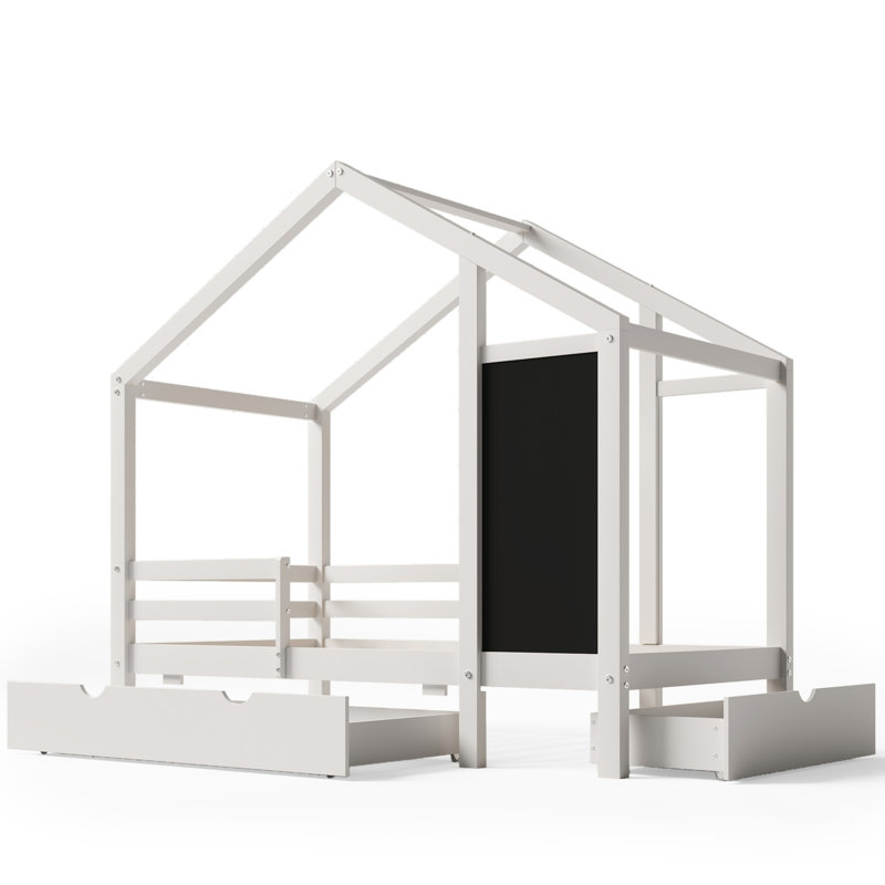 Lit maison avec tableau noir et tiroirs, Simple