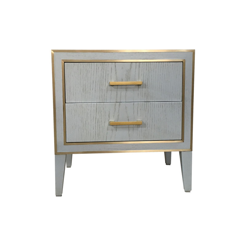 Walsh 60cm W Solid Wood Bedside Table, Grey