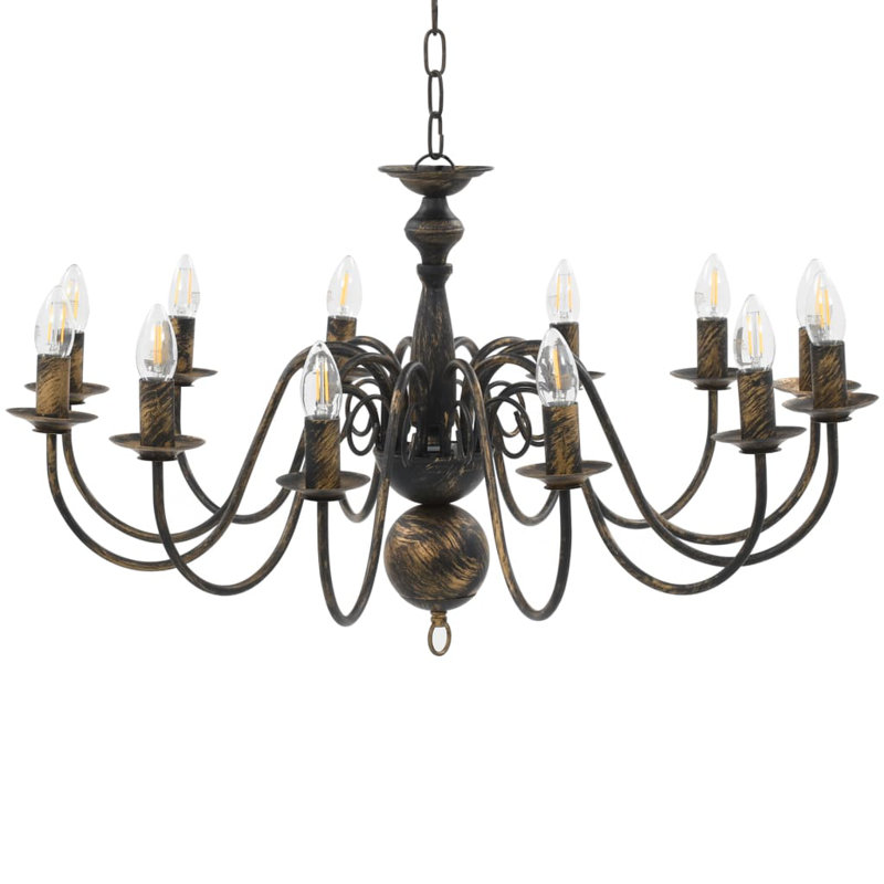 Cheeks 12 - Light Candle Style Chandelier, Black