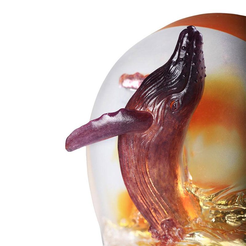 LIULI Crystal Whale Sculpture "Love All Humankind, Honor the Heavens"