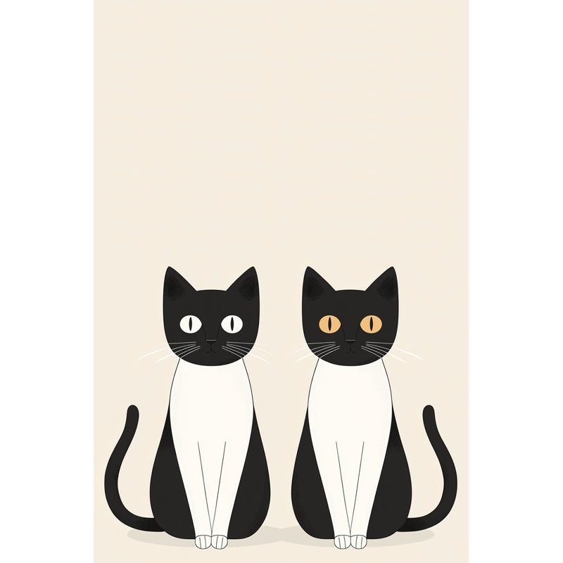 Mono Duo - paire de chats minimalistes, toile tendue