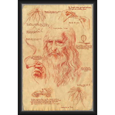 ACHETER DE L'ART POUR MOINS sous licence officielle Leonardo Da Vinci - pot - affiche d'art encadrée - 24 x 36 po - cadre en bois d'ingénierie robuste avec verre plexi - prêt à être accroché