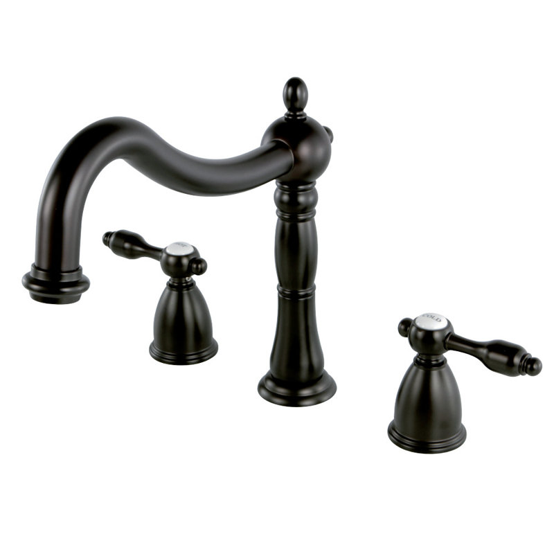Kingston Brass Tudor Two-Handle 3-Hole Deck Mount Roman Tub Faucet, Oil Rubbed Bronze