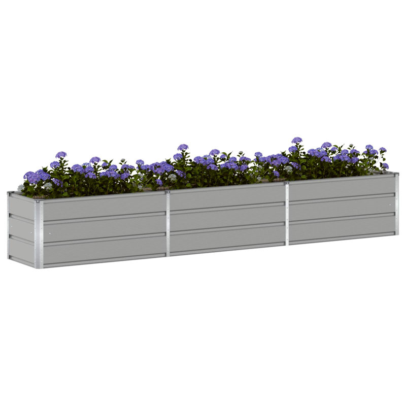 Planter Galvanised Steel, Light Grey, 45cm H x 290cm W x 50cm D