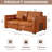 78"W Vintage Leather Sleeper Couch, Mid-Century Modern Wide Square Sectional Sofa with Metal Legs and Pillows, Orange Luxury 3-Seater Deep Seat Upholstered Sofa Bed for Living Room and Bed Room-1487762414
