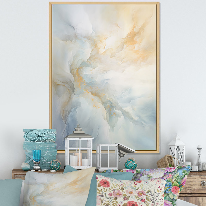 Nuage charme liquide Art VI - nuages décoration murale, H 44 po x l 34 po x P 1,5 po, Cadre naturel flottant