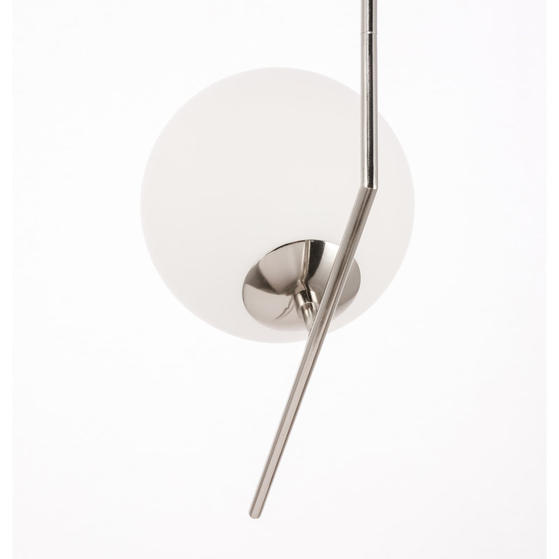 Luminaire suspendu en forme de globe à 1 lumière Suazo, Chrome, Givré
