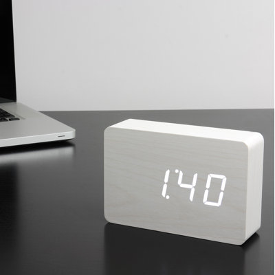 Sleek & Chic Modern Digital Birch Solid Wood Electric Alarm Tabletop Clock