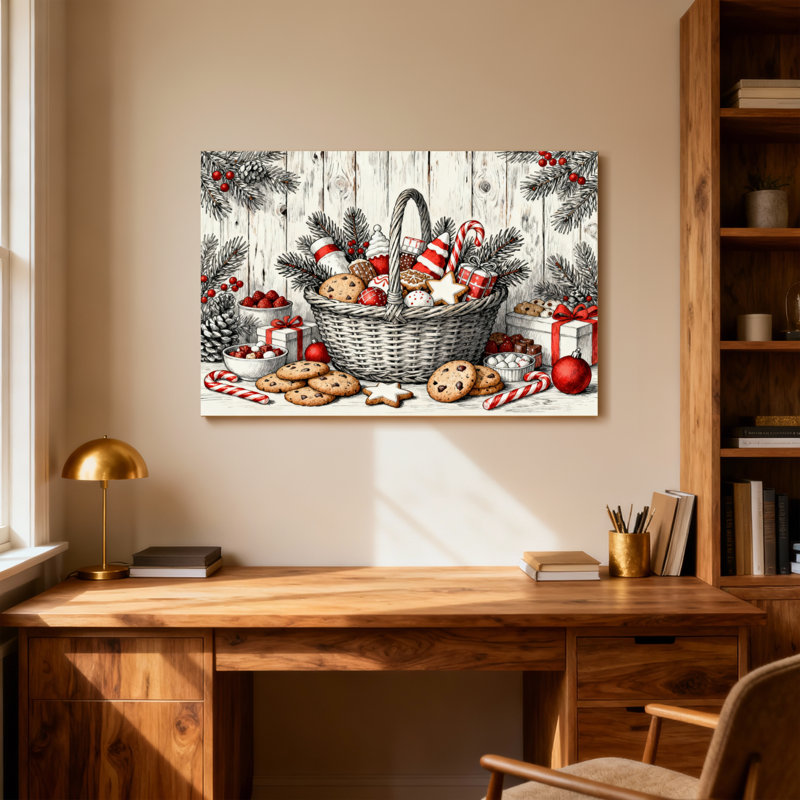 Panier de Noël et décorations de Noël, H 12 po x l 18 po