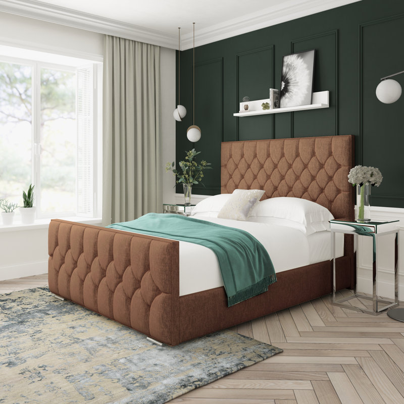 Upholstered Bed, Brown, Double (4'6)