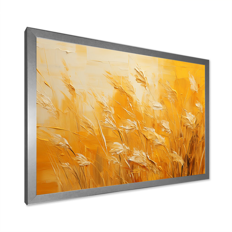 «Sunset Meadow Golden Landscape» sur toile, Cadre simple argenté, H 30 po x l 40 po x P 1,5 po