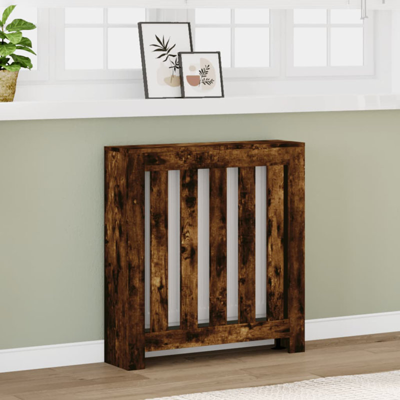 Small Radiator Cover, Smoked Oak, 78 x 20 x 82 cm, Vertical Slats
