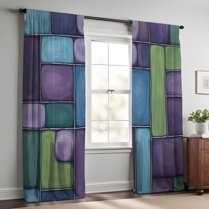Paire de rideaux semi-transparents en polyester Ederson, L 40 po x L 61 po