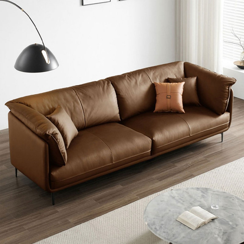 Causeuse coussin en cuir véritable Coffee, Café
