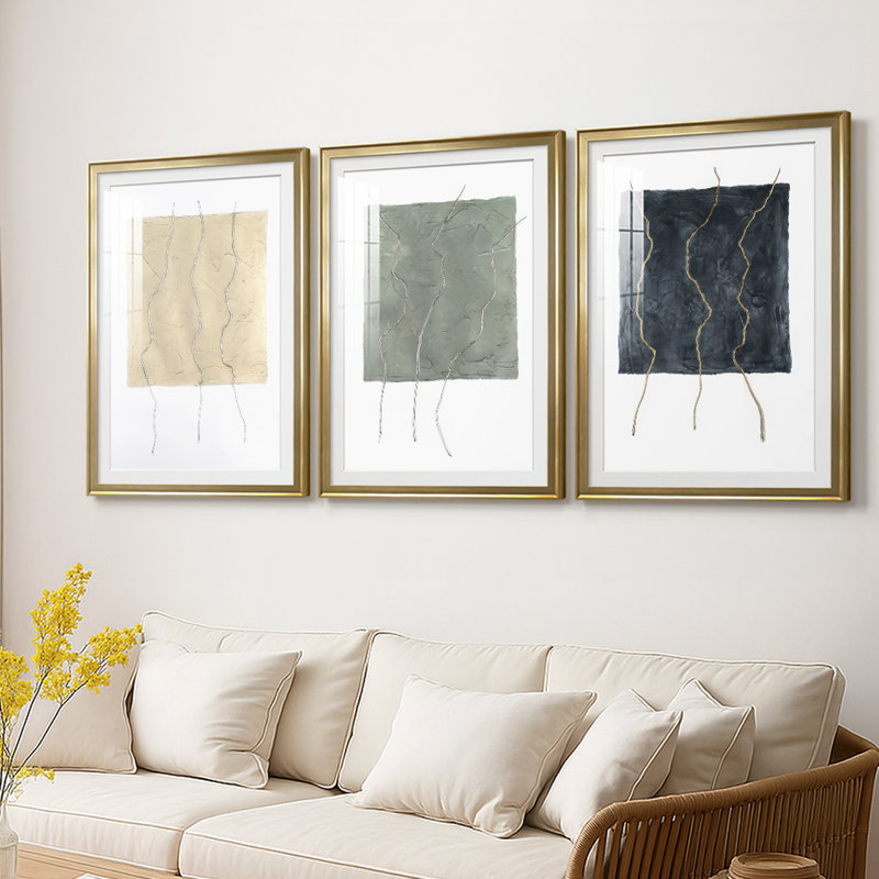 3 pièces divisées, H 21 po x l 30 po, Doré