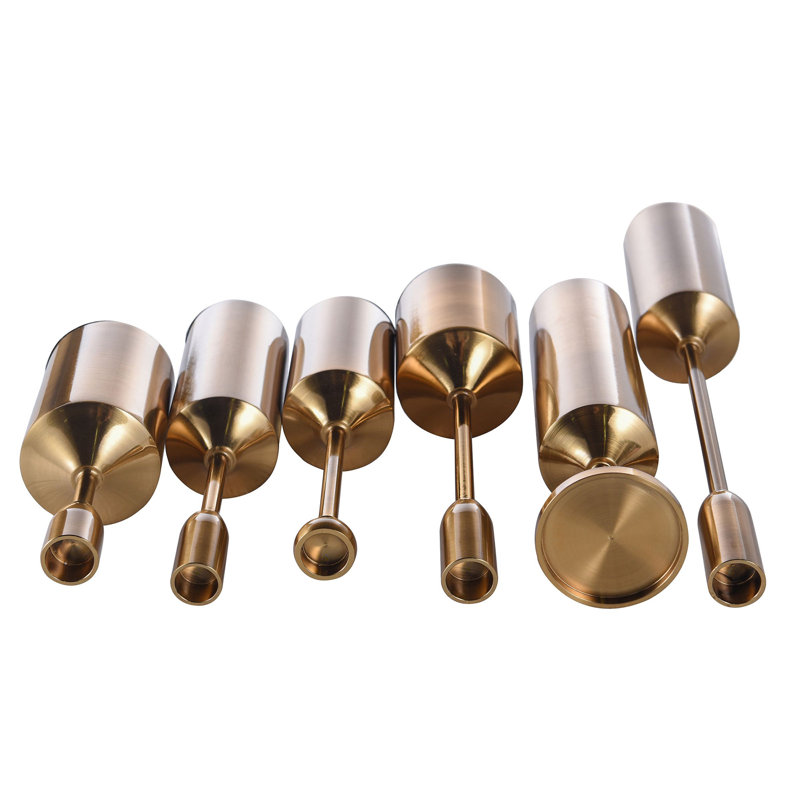 Contemporary Brass Plated 15.7'' Tapered & Pillar Candlestick Set
