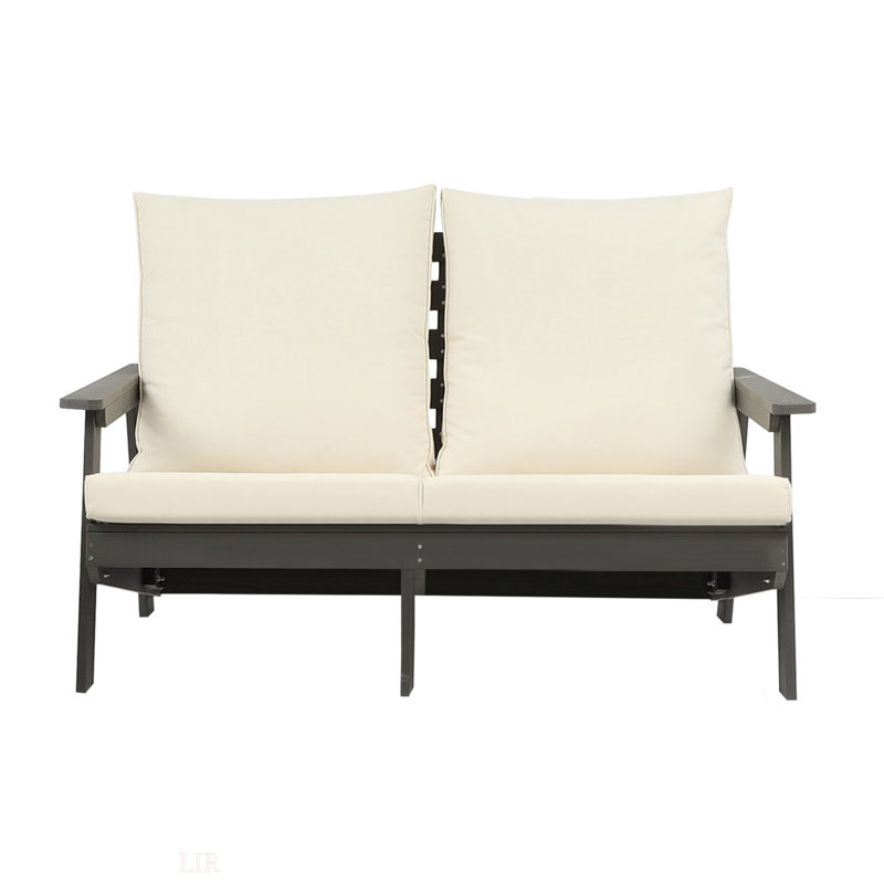 Loveseat With Cushion, Beige Cushion/Gray Frame
