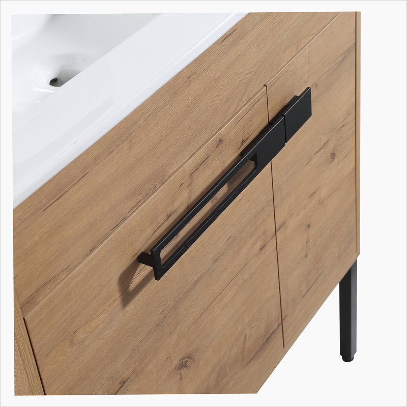 Meuble-lavabo de 30 po, meuble-lavabo autoportant ou flottant en option, Imitation chêne