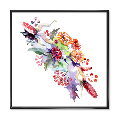 Bouquet de fleurs sauvages et de baies - Peinture sur toile