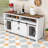 Farmhouse Sideboard Cabinet with Sliding Barn Doors, Open Storage Cubbies & Generous Tabletop Space-1239249920