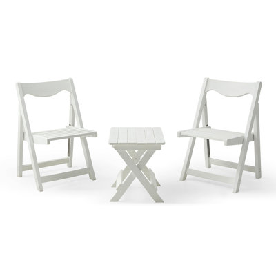 Hips Foldable Table And 2 Chairs , Rectangular White Outdoor Furniture For Practical Use Chair White, Includes