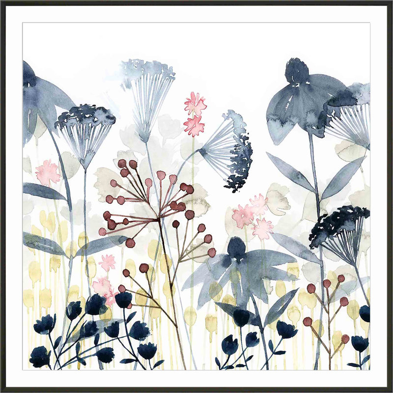 «Layered Gardens I» par Grace Popp - peinture encadrée, H 12 po x l 12 po, Noir