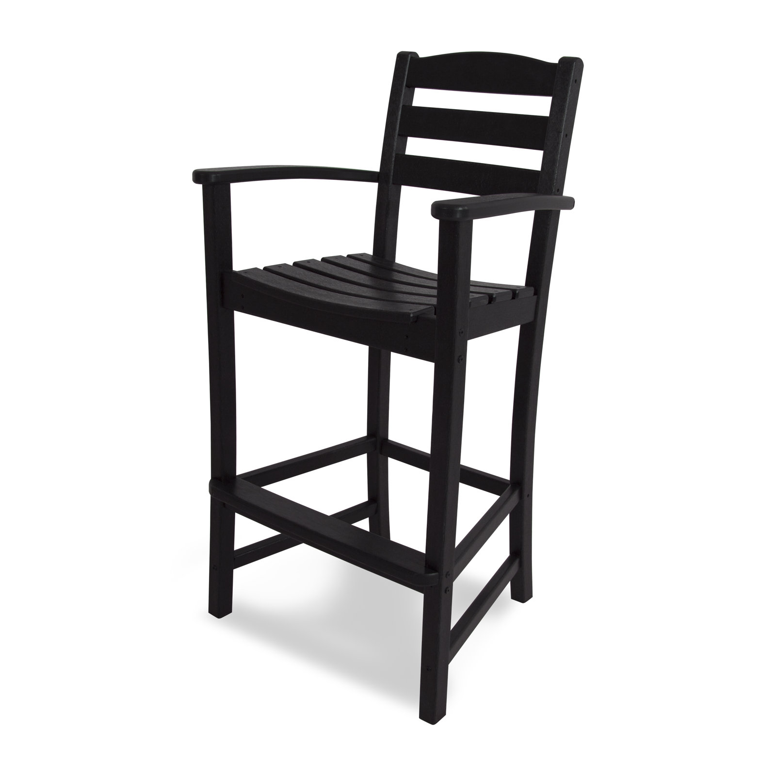 POLYWOOD La Casa Café Bar Arm Chair, Black, Bar Stool (30.13" Seat Height)