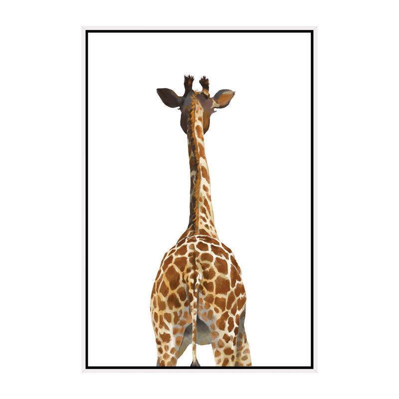 Art girafe bout à bout, H 60 po x l 40po x P 1,5 po, Toile blanche encadrée