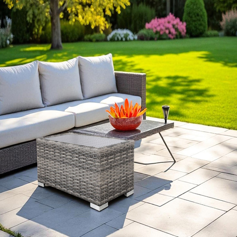 Mixed Grey Slatted Aluminum Side Table - Offer Platform For Outdoor Jewelry-Making Weather- Suitable All Situations