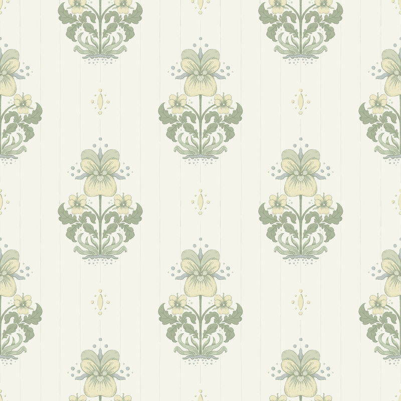 Papier peint Gullvie White Pansies, Blanc